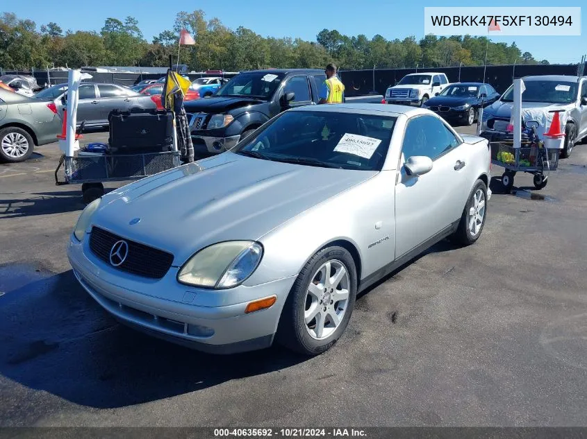 1999 Mercedes-Benz Slk 230 Kompressor VIN: WDBKK47F5XF130494 Lot: 40635692