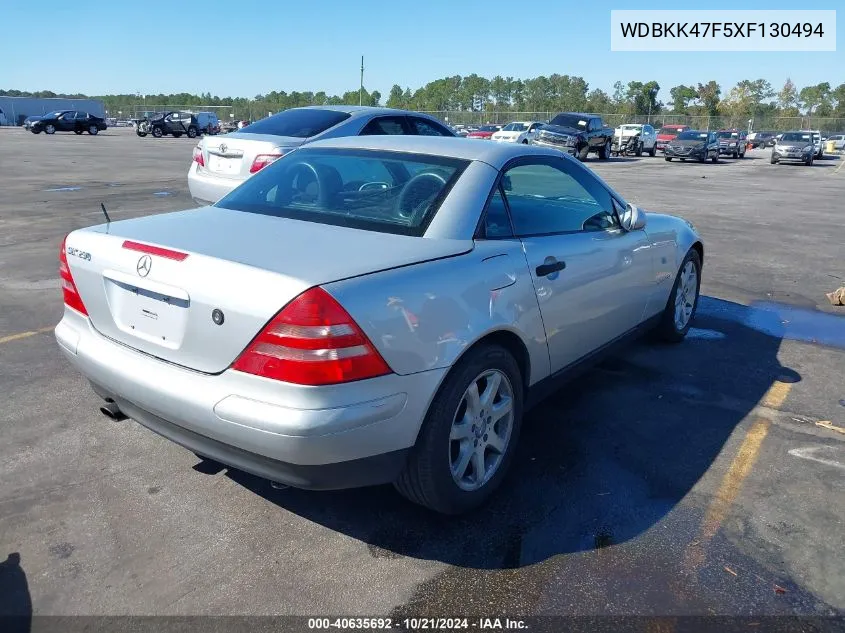 1999 Mercedes-Benz Slk 230 Kompressor VIN: WDBKK47F5XF130494 Lot: 40635692