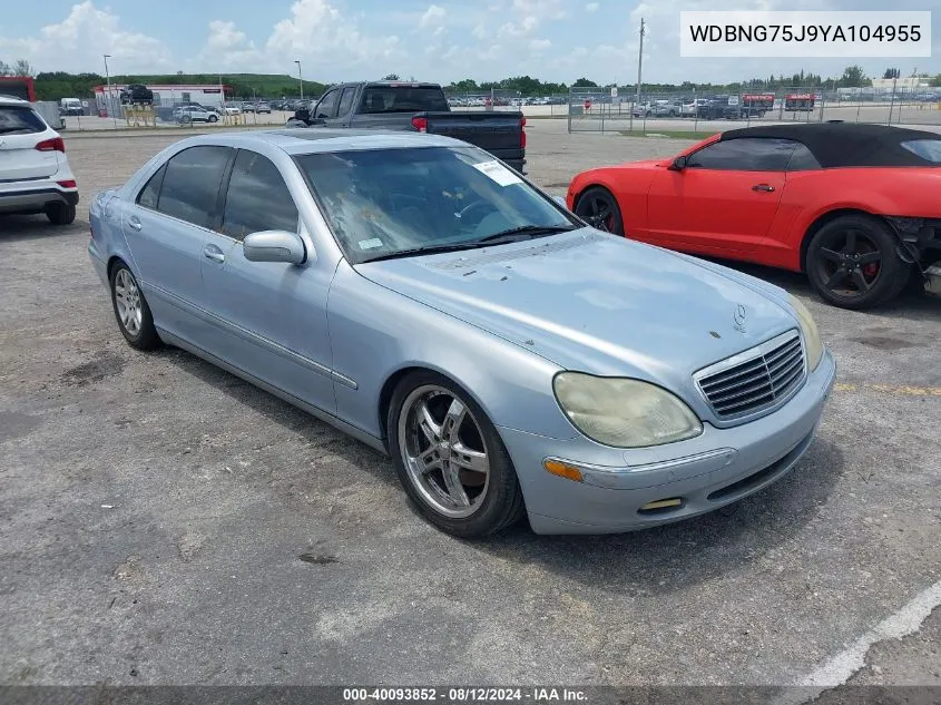 2000 Mercedes-Benz S 500 VIN: WDBNG75J9YA104955 Lot: 40093852