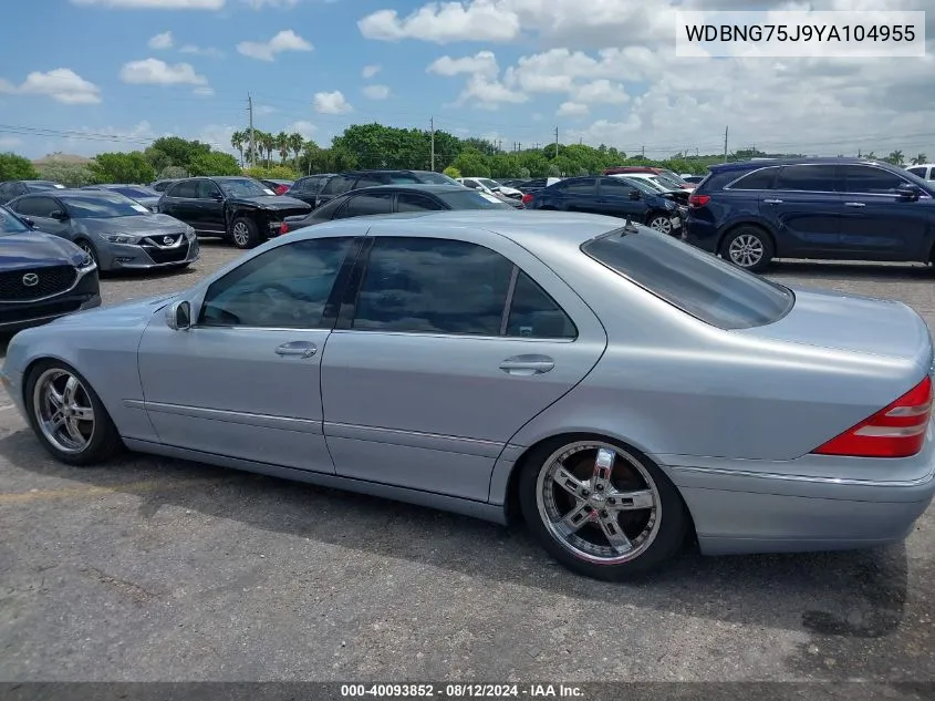 2000 Mercedes-Benz S 500 VIN: WDBNG75J9YA104955 Lot: 40093852