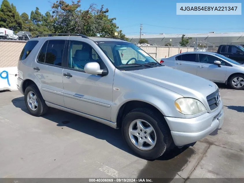 2000 Mercedes-Benz Ml 320 VIN: 4JGAB54E8YA221347 Lot: 40306069