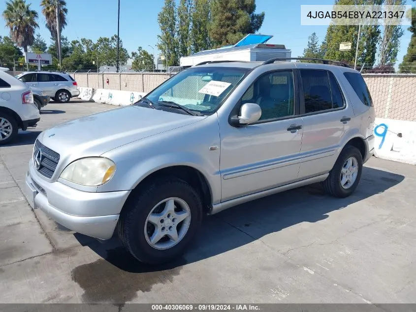 2000 Mercedes-Benz Ml 320 VIN: 4JGAB54E8YA221347 Lot: 40306069