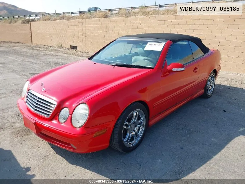 2000 Mercedes-Benz Clk 430 VIN: WDBLK70G9YT038185 Lot: 40345955