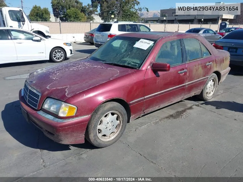 2000 Mercedes-Benz C 280 VIN: WDBHA29G4YA851654 Lot: 40633540