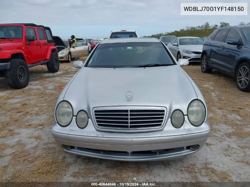 2000 Mercedes-Benz Clk 430 VIN: WDBLJ70G1YF148150 Lot: 40644046