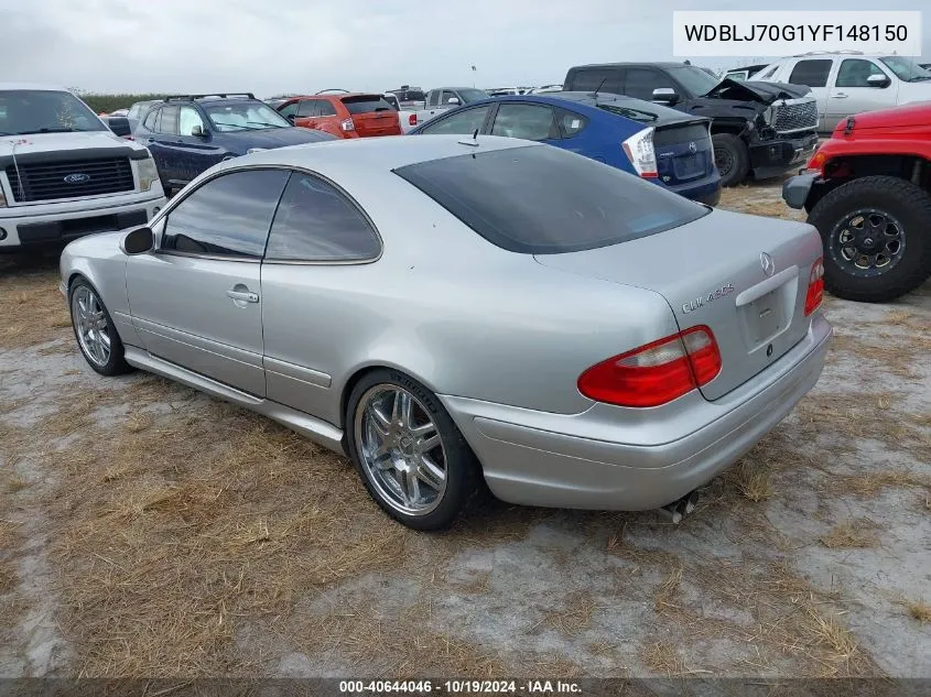 2000 Mercedes-Benz Clk 430 VIN: WDBLJ70G1YF148150 Lot: 40644046