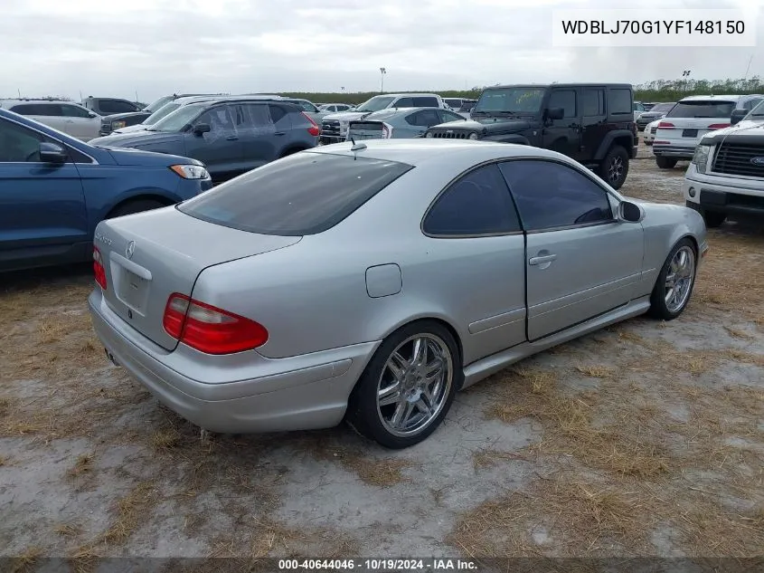 2000 Mercedes-Benz Clk 430 VIN: WDBLJ70G1YF148150 Lot: 40644046