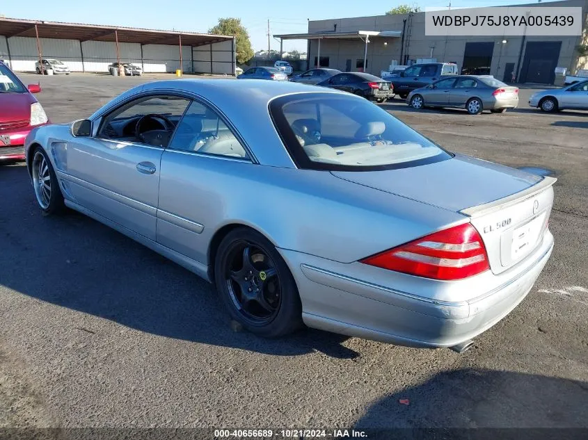 2000 Mercedes-Benz Cl 500 VIN: WDBPJ75J8YA005439 Lot: 40656689