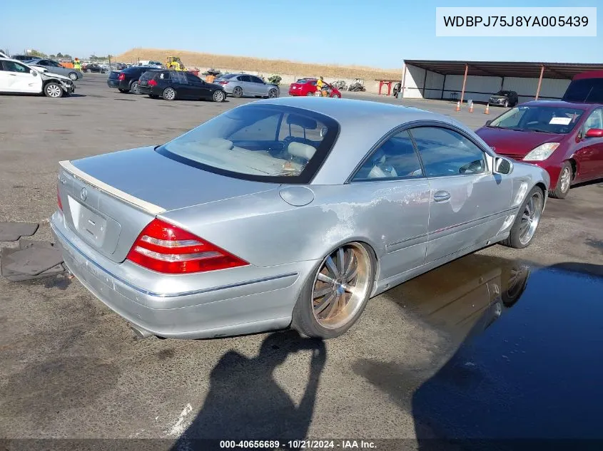 2000 Mercedes-Benz Cl 500 VIN: WDBPJ75J8YA005439 Lot: 40656689