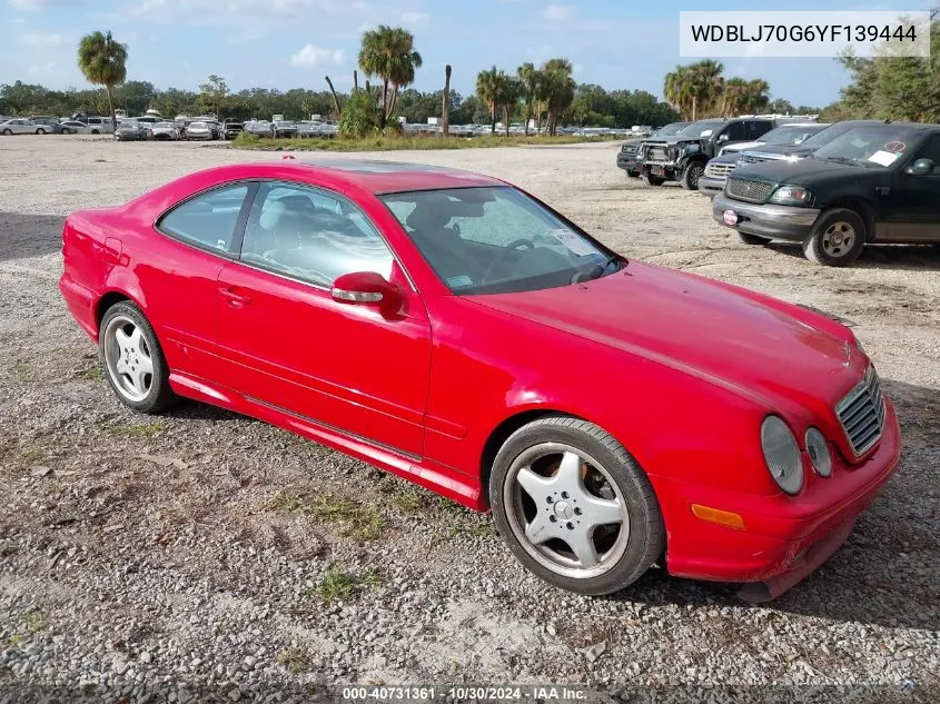 2000 Mercedes-Benz Clk 430 VIN: WDBLJ70G6YF139444 Lot: 40731361