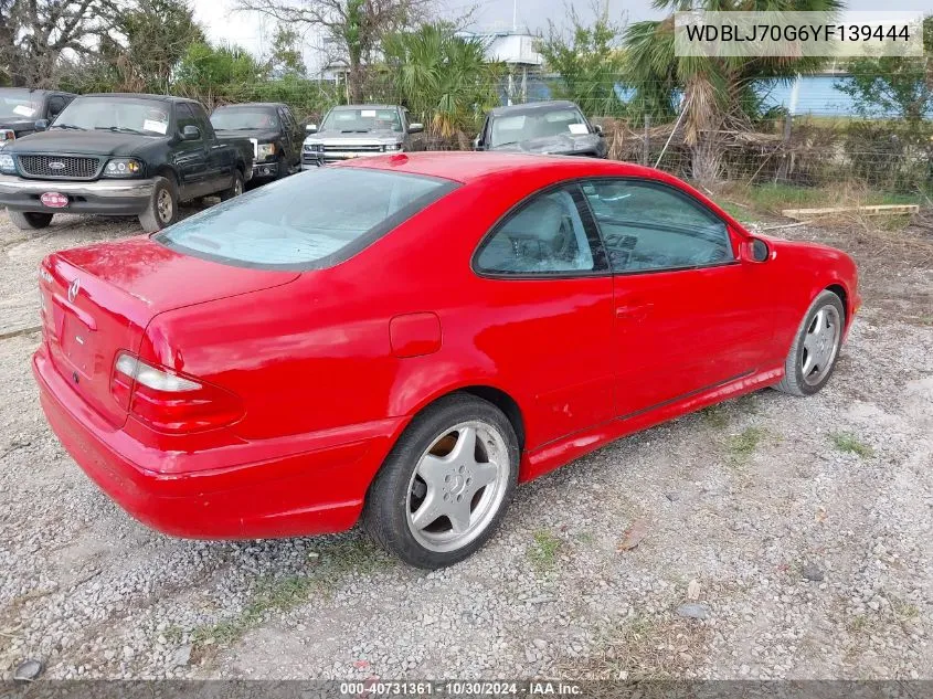 2000 Mercedes-Benz Clk 430 VIN: WDBLJ70G6YF139444 Lot: 40731361