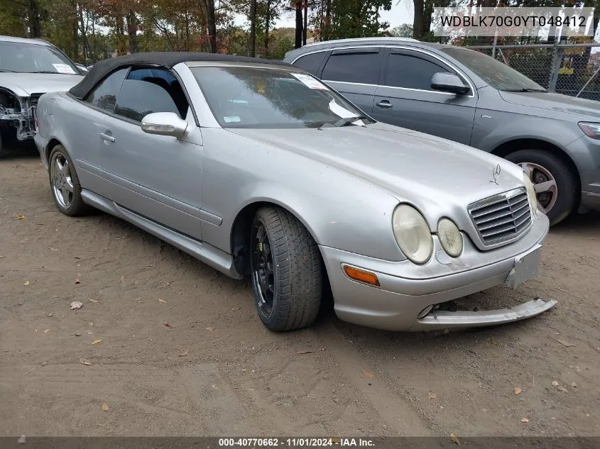 2000 Mercedes-Benz Clk 430 VIN: WDBLK70G0YT048412 Lot: 40770662