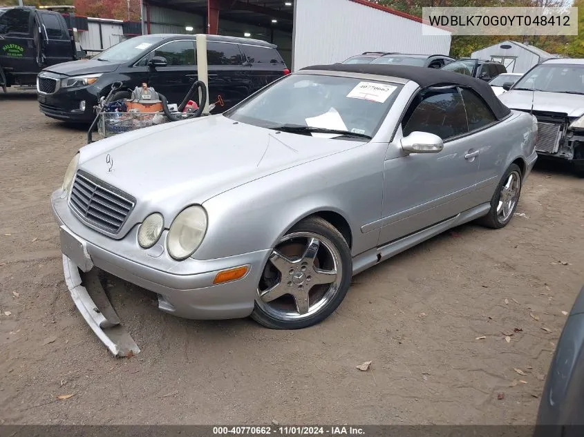 2000 Mercedes-Benz Clk 430 VIN: WDBLK70G0YT048412 Lot: 40770662