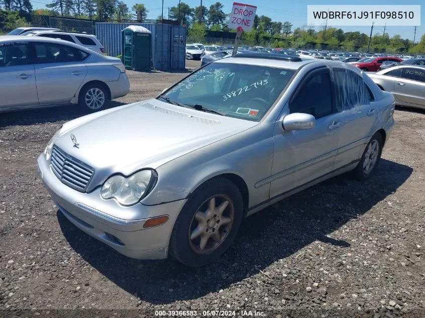 2001 Mercedes-Benz C 240 VIN: WDBRF61J91F098510 Lot: 39366583