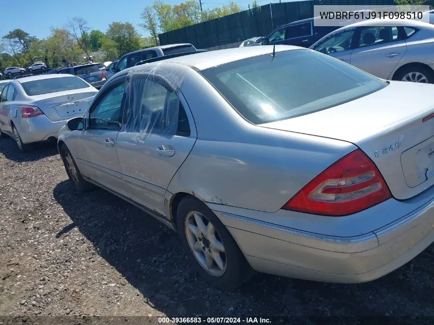 2001 Mercedes-Benz C 240 VIN: WDBRF61J91F098510 Lot: 39366583