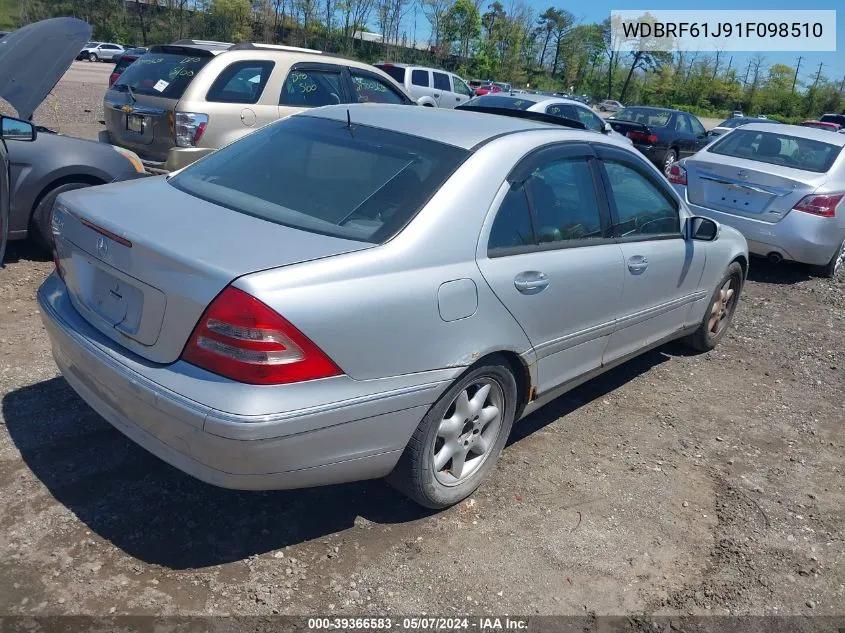 2001 Mercedes-Benz C 240 VIN: WDBRF61J91F098510 Lot: 39366583