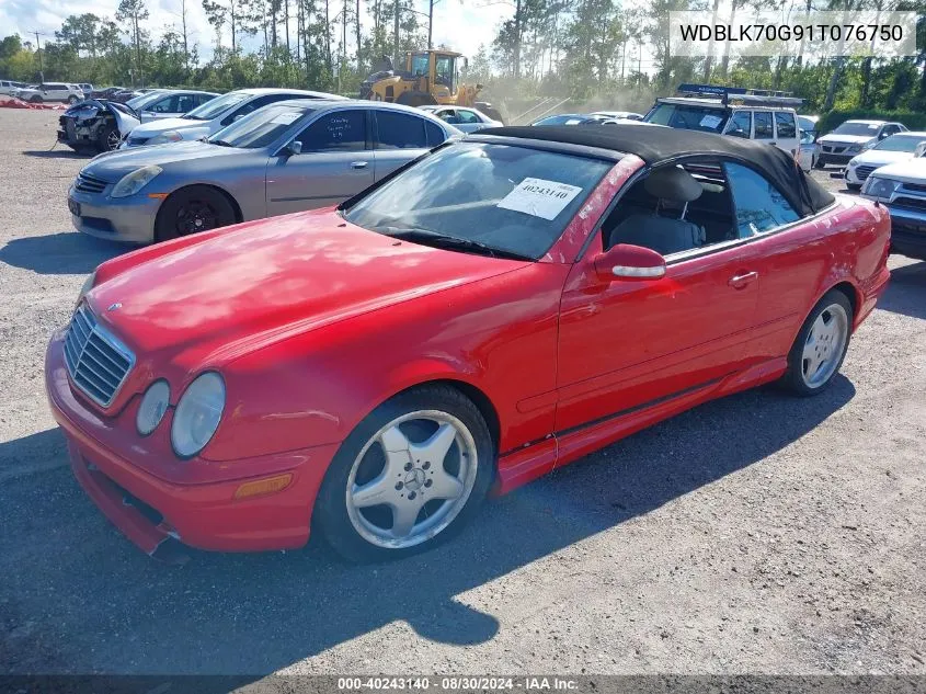 2001 Mercedes-Benz Clk 430 VIN: WDBLK70G91T076750 Lot: 40243140