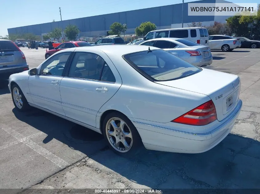 2001 Mercedes-Benz S 500 VIN: WDBNG75J41A177141 Lot: 40445997