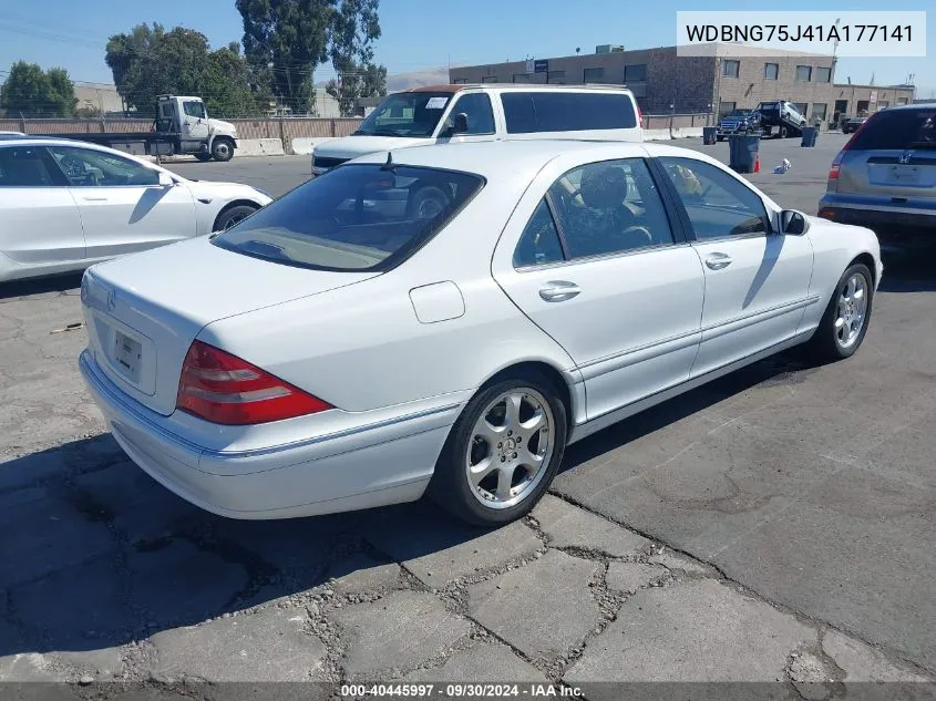 2001 Mercedes-Benz S 500 VIN: WDBNG75J41A177141 Lot: 40445997