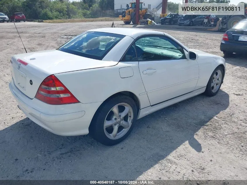 2001 Mercedes-Benz Slk 320 VIN: WDBKK65F81F190811 Lot: 40540187