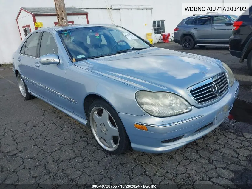 2001 Mercedes-Benz S 430 VIN: WDBNG70J71A203402 Lot: 40720756