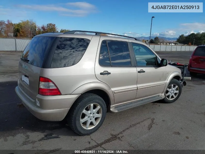 2001 Mercedes-Benz Ml 430 VIN: 4JGAB72E01A250913 Lot: 40840931