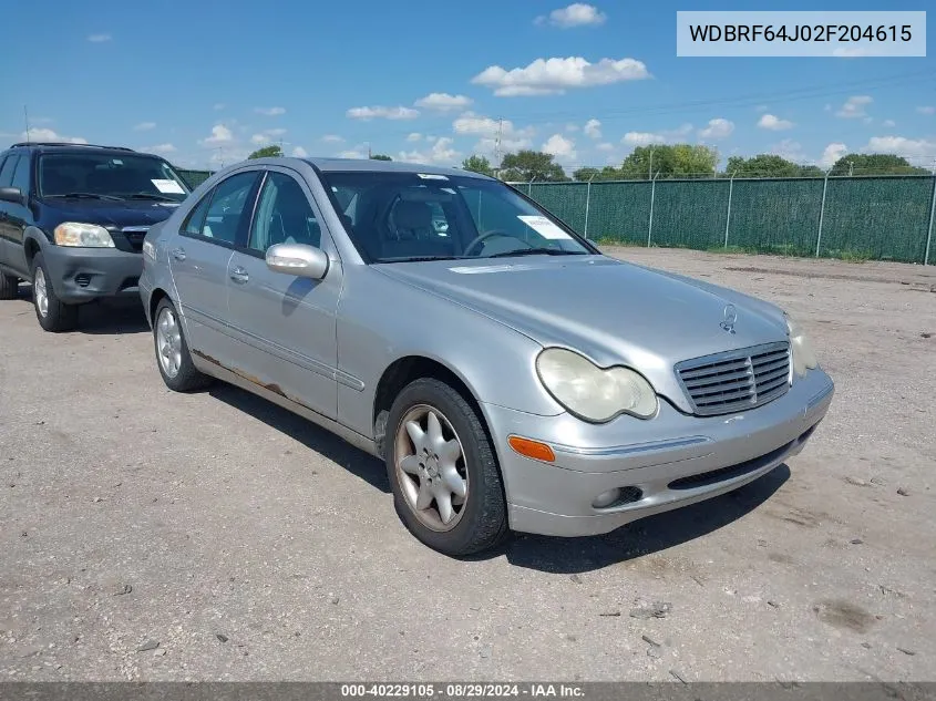 2002 Mercedes-Benz C 320 VIN: WDBRF64J02F204615 Lot: 40229105