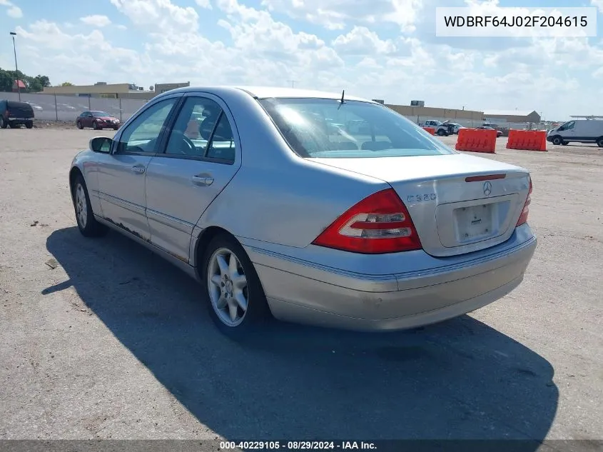 2002 Mercedes-Benz C 320 VIN: WDBRF64J02F204615 Lot: 40229105