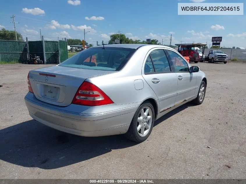 2002 Mercedes-Benz C 320 VIN: WDBRF64J02F204615 Lot: 40229105