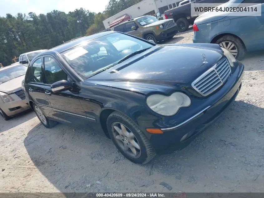 2002 Mercedes-Benz C 320 VIN: WDBRF64J02E004114 Lot: 40420609