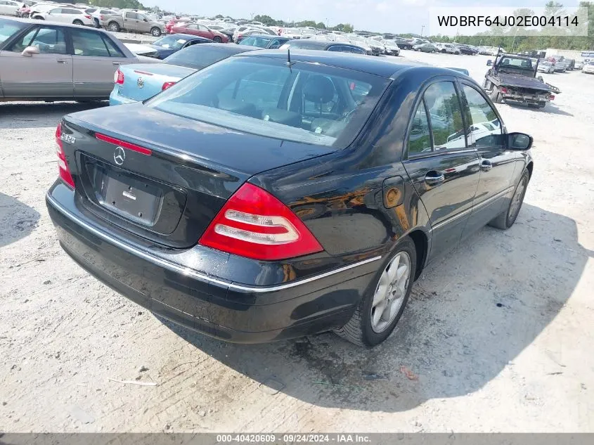 2002 Mercedes-Benz C 320 VIN: WDBRF64J02E004114 Lot: 40420609