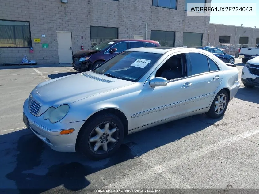 2002 Mercedes-Benz C 320 VIN: WDBRF64JX2F234043 Lot: 40456497