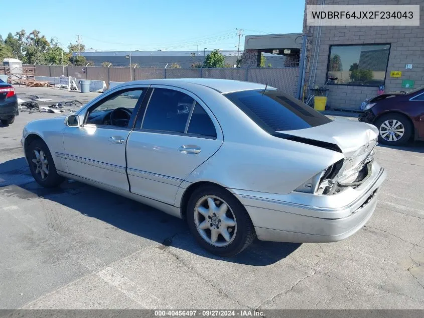 2002 Mercedes-Benz C 320 VIN: WDBRF64JX2F234043 Lot: 40456497