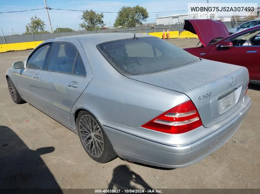 2002 Mercedes-Benz S 500 VIN: WDBNG75J52A307493 Lot: 40535627