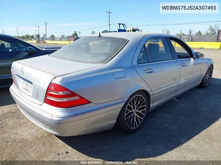 2002 Mercedes-Benz S 500 VIN: WDBNG75J52A307493 Lot: 40535627