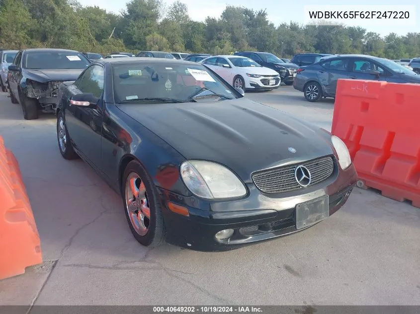 2002 Mercedes-Benz Slk 320 VIN: WDBKK65F62F247220 Lot: 40649202