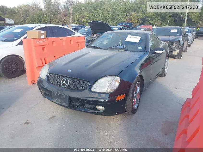 2002 Mercedes-Benz Slk 320 VIN: WDBKK65F62F247220 Lot: 40649202