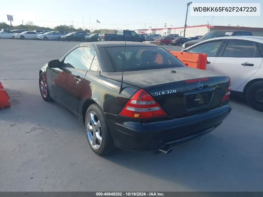 2002 Mercedes-Benz Slk 320 VIN: WDBKK65F62F247220 Lot: 40649202