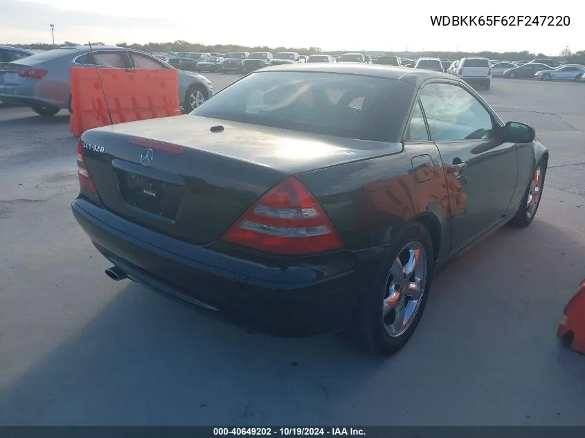 2002 Mercedes-Benz Slk 320 VIN: WDBKK65F62F247220 Lot: 40649202