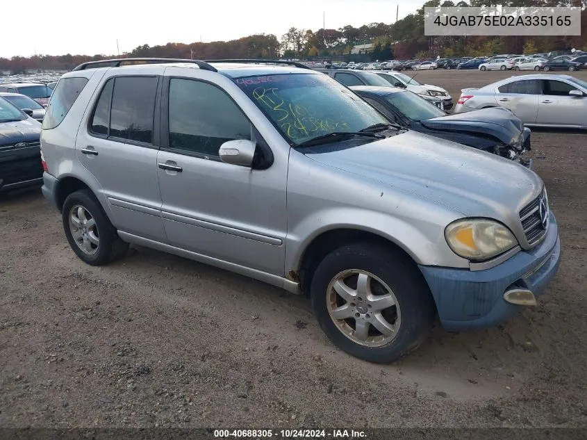 2002 Mercedes-Benz Ml 500 VIN: 4JGAB75E02A335165 Lot: 40688305