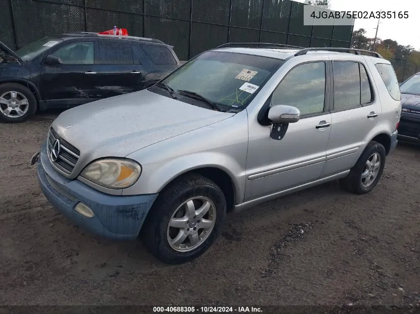 2002 Mercedes-Benz Ml 500 VIN: 4JGAB75E02A335165 Lot: 40688305