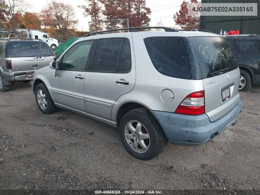 2002 Mercedes-Benz Ml 500 VIN: 4JGAB75E02A335165 Lot: 40688305