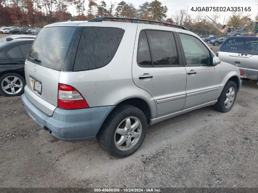 2002 Mercedes-Benz Ml 500 VIN: 4JGAB75E02A335165 Lot: 40688305