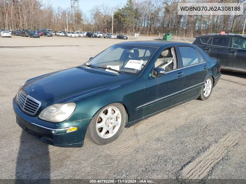 2002 Mercedes-Benz S 430 VIN: WDBNG70J62A308188 Lot: 40792288