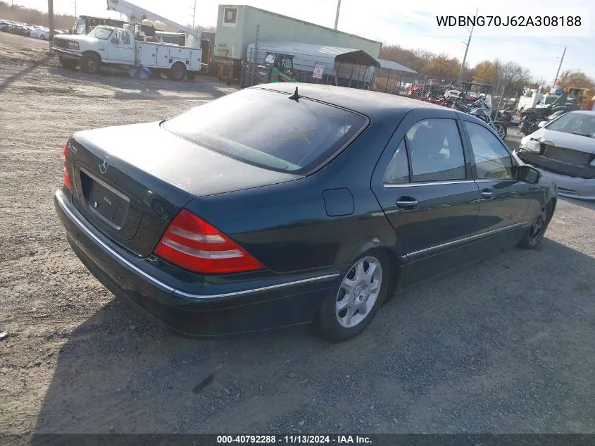 2002 Mercedes-Benz S 430 VIN: WDBNG70J62A308188 Lot: 40792288