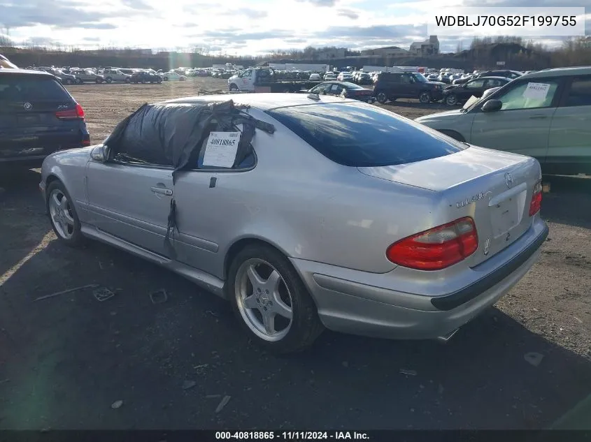 2002 Mercedes-Benz Clk 430 VIN: WDBLJ70G52F199755 Lot: 40818865