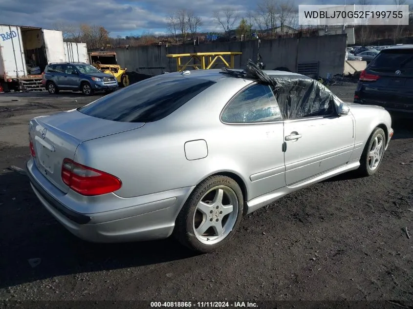 2002 Mercedes-Benz Clk 430 VIN: WDBLJ70G52F199755 Lot: 40818865