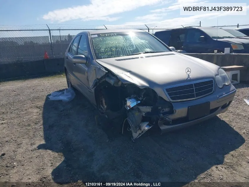 2003 Mercedes-Benz C 240 4Matic VIN: WDBRF81J43F389723 Lot: 12103161