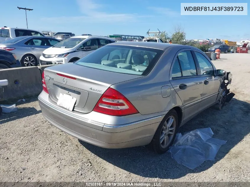 2003 Mercedes-Benz C 240 4Matic VIN: WDBRF81J43F389723 Lot: 12103161