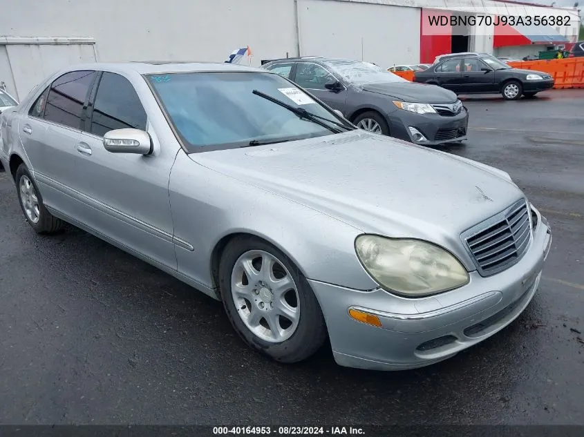 2003 Mercedes-Benz S 430 VIN: WDBNG70J93A356382 Lot: 40164953